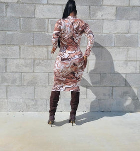 Coffee Marble Bodycon Dress