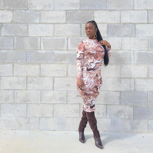 Coffee Marble Bodycon Dress